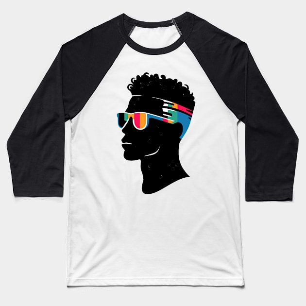 Afrocentric Multicolored Glasses Silhouette Baseball T-Shirt by Graceful Designs